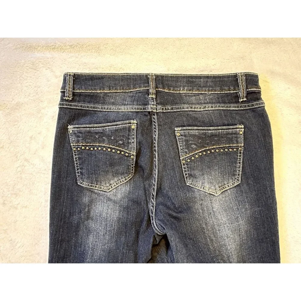 Women's Reba Jeans Size 10, Wide Stitch, Metal Studding, Straight Leg, Western